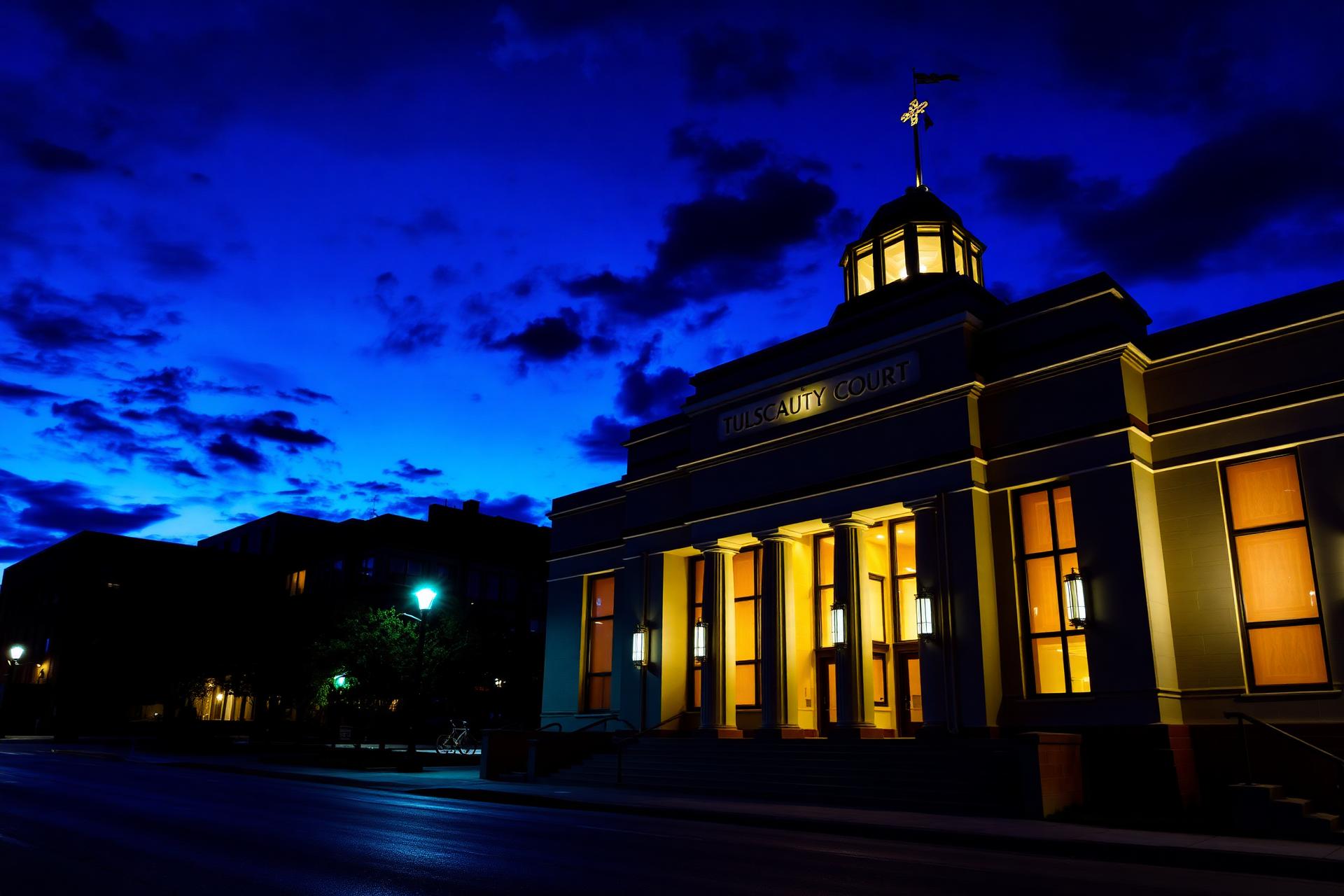 Tulsa County Courthouse at twilight